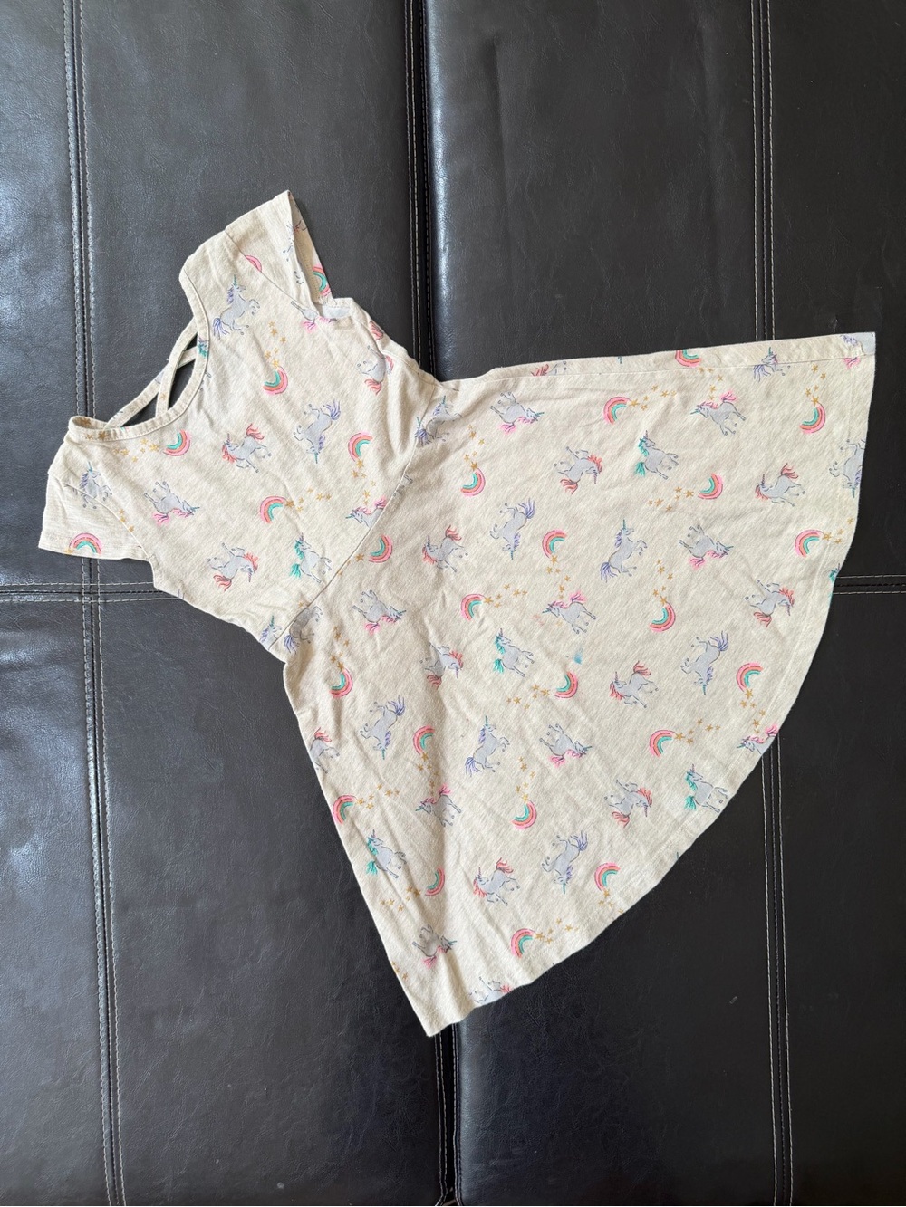 Jumping Beans - Cream Unicorn & Rainbow Print Twirl Dress